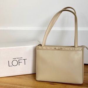 Ann Taylor LOFT Leather Shoulder Bag with Bow Trim